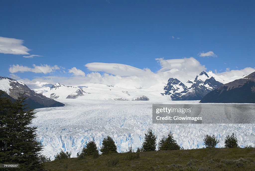 High angle view of a glacier, Moreno Glacier, Argentine Glaciers National Park, Lake Argentino, El Calafate, Patagonia, Argentina