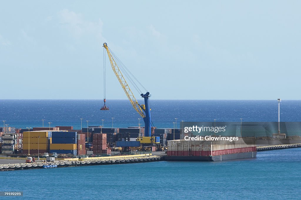 Cargo containers at a commercial dock, Honolulu, Oahu, Hawaii Islands, USA