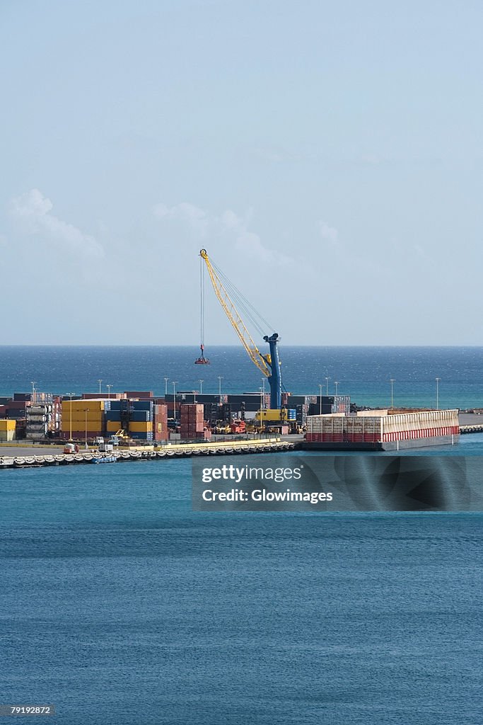 Cargo containers at a commercial dock