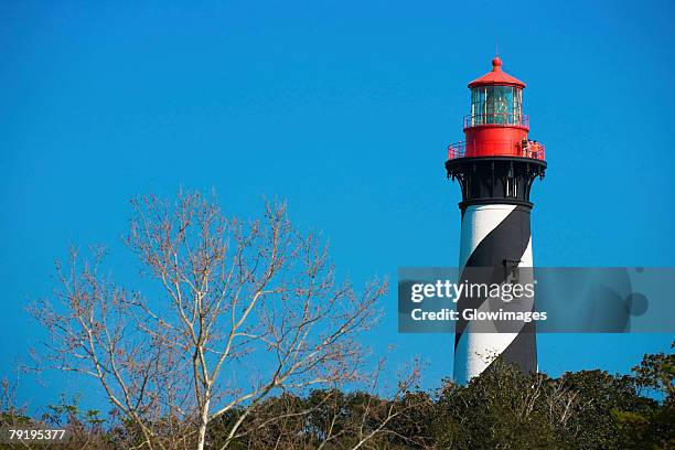 low angle view of a lighthouse, st. augustine lighthouse and museum, st. augustine, florida, usa - st augustine florida fotografías e imágenes de stock