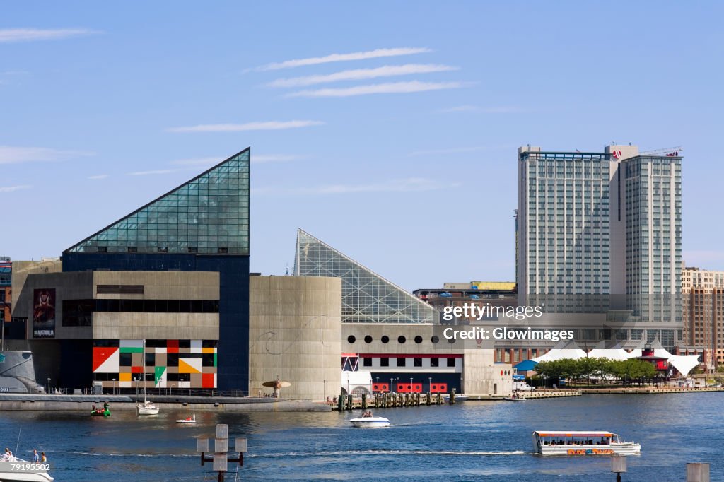 Buildings at the waterfront, National Aquarium, Inner Harbor, Baltimore, Maryland, USA