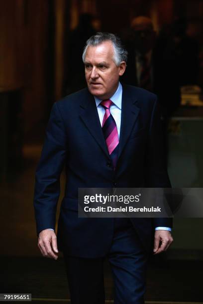 Ex- Work and Pensions Secretary Peter Hain speaks to media after his resignation on January 24, 2008 in London. Mr Hain has resigned from his Cabinet...