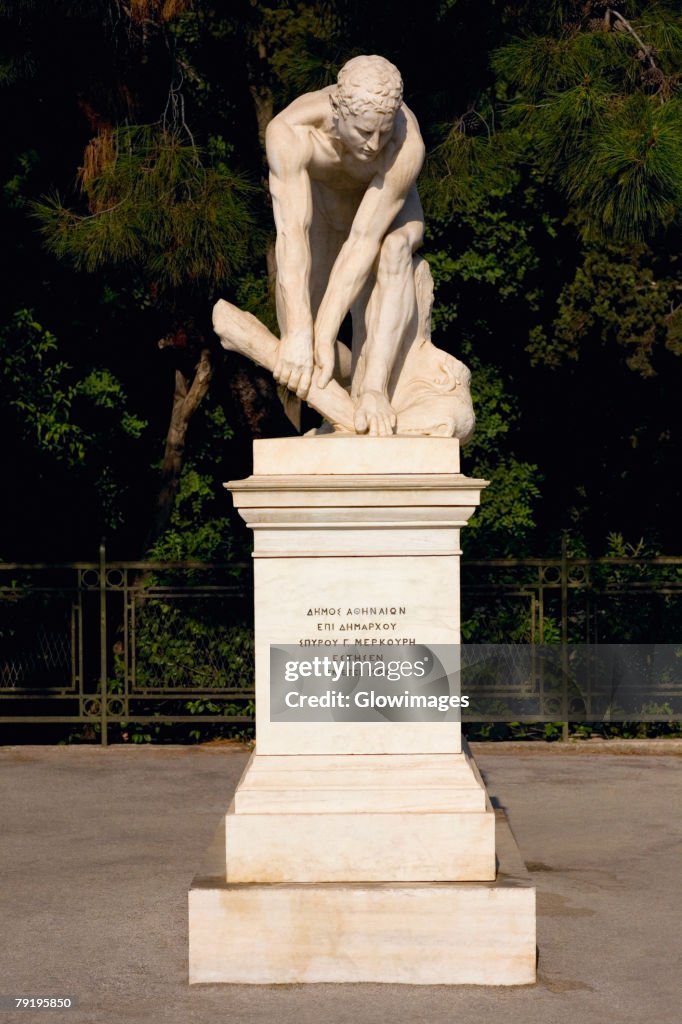 Statue on a pedestal, Athens, Greece