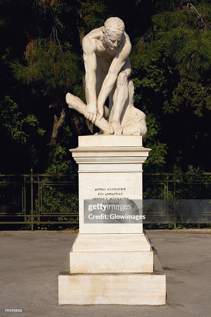 Statue on a pedestal, Athens, Greece