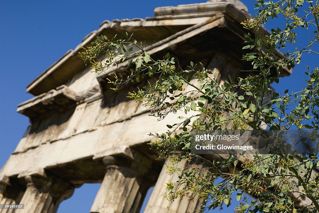 Low angle view of an old ruin, Acropolis, Athens, Greece