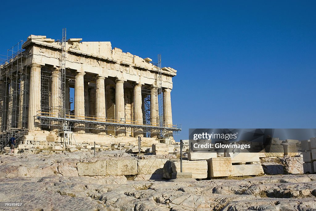 Old ruins of a temple, Parthenon, Acropolis, Athens, Greece
