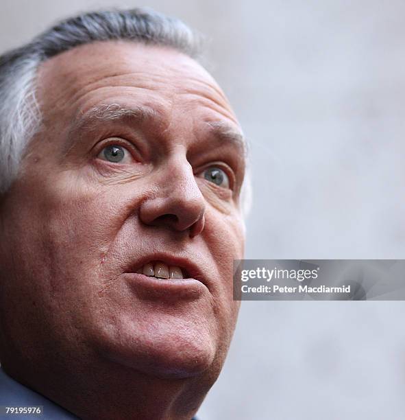 Work and Pensions Secretary Peter Hain talks to reporters after announcing his resignation on January 24, 2008 in London, England. Hain has resigned...