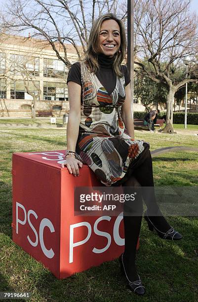 Socialist party candidate for Catalonia in the upcoming general elections, Carmen Chacon poses in Barcelona, 24 January 2008. AFP PHOTO/JOSEP LAGO