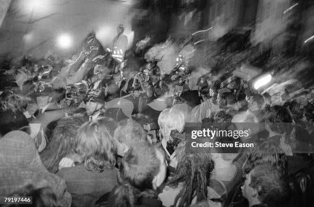 Protestors at a demonstration against the Poll Tax, Islington, London, 13th March 1990.