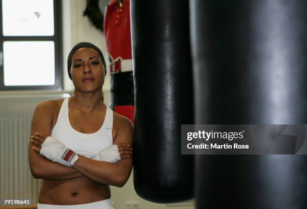 Cecilia Braekhus of Norway poses during a photocall at the Sauerland Box Gym on January 24, 2008 in Berlin, Germany. The light welterweight fight...