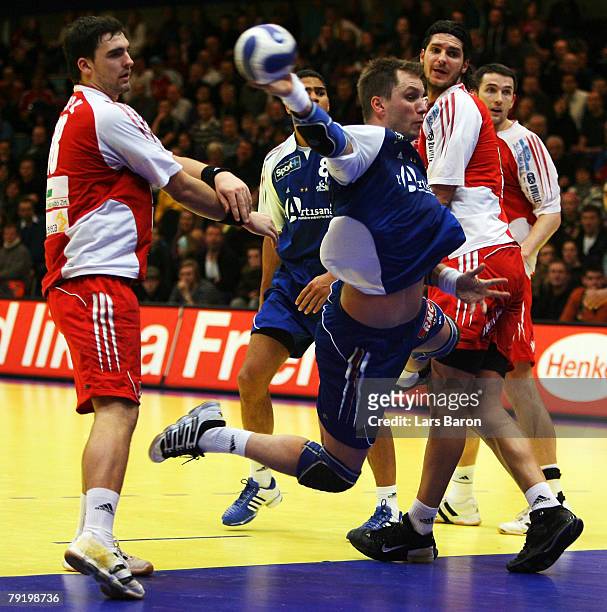 Christophe Kempe of France in action during the Men's Handball European Championship main round Group II match between Hungary and France at...