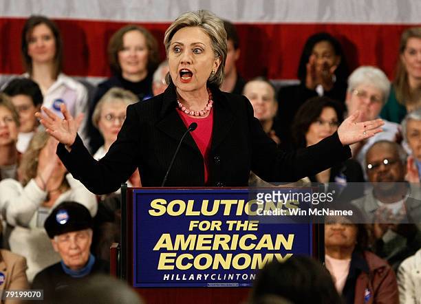 Democratic presidential candidate Sen. Hillary Clinton speaks during a campaign event at Furman University January 24, 2008 in Greenville, South...