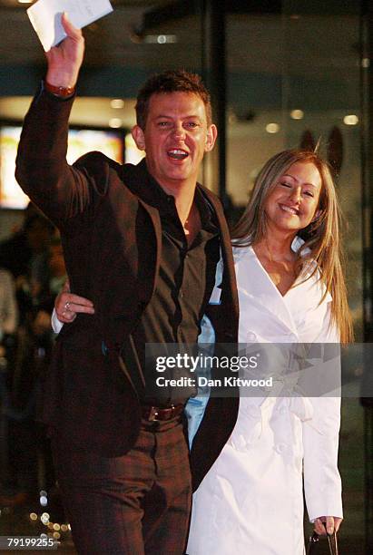 Presenter Matthew Wright and guest attend the UK premier of 'Bucket List' at the Vue Cinema, Leicester Square January 23, 2008 in London, England.