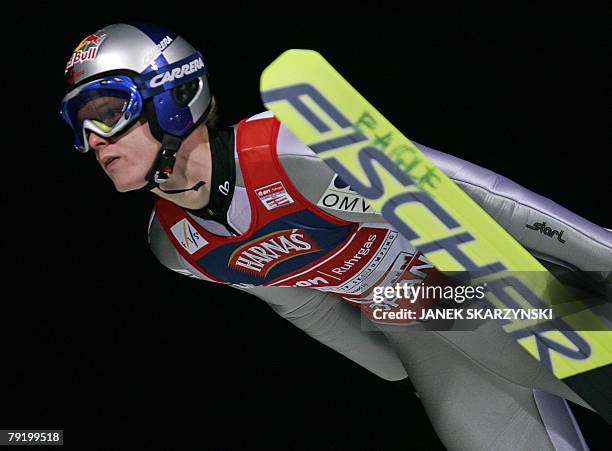 Austria's Thomas Morgenstern jumps during qualification round of World Cup ski jumping competition in Zakopane 24 January 2008. AFP PHOTO / JANEK...