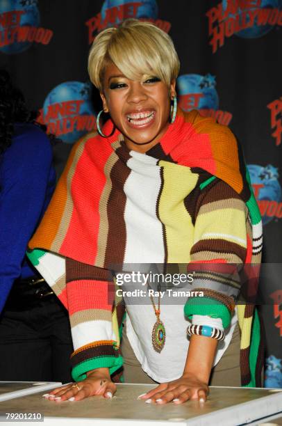 Actress Keyshia Cole attends the "How She Move" Handprint Ceremony at Planet Hollywood Times Square on January 24, 2008 in New York City.