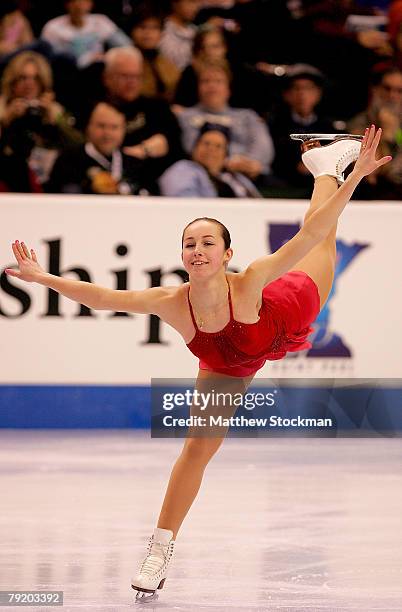Kimmie Meissner competes in the short program during the US Figure Skating Championships January 24, 2008 at the Xcel Energy Center in St. Paul,...