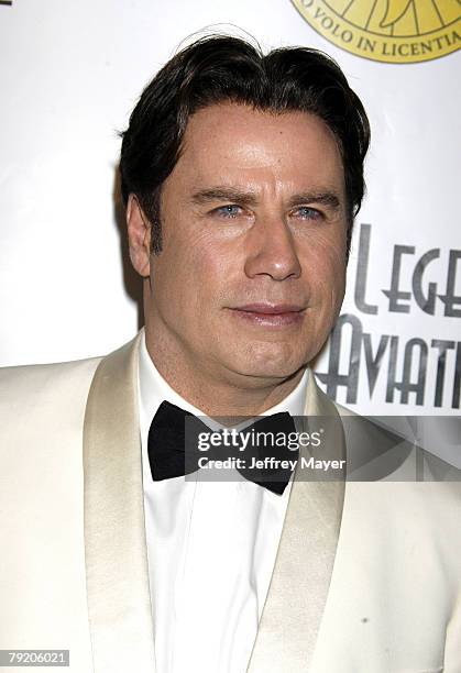 Actor/aviator John Travolta arrives to the 5th Annual "Living Legends of Aviation" Awards Ceremony at the Beverly Hilton Hotel on January 24, 2008 in...