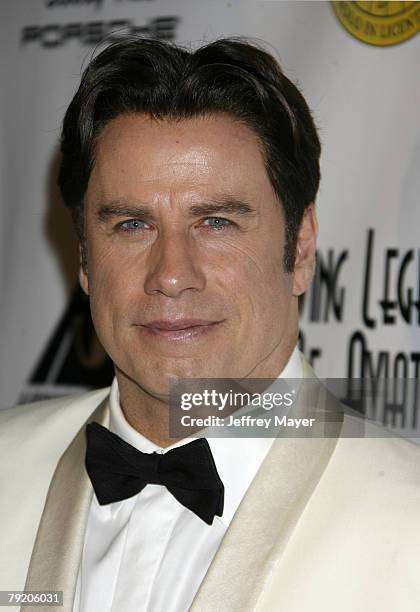 Actor/aviator John Travolta arrives to the 5th Annual "Living Legends of Aviation" Awards Ceremony at the Beverly Hilton Hotel on January 24, 2008 in...