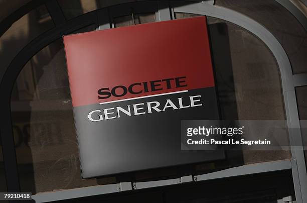 The corporate logo of the Societe Generale bank is pictured on January 25, 2008 in Paris, France.