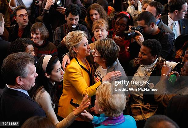 Democratic presidential candidate Sen. Hillary Clinton greets supporters following a campaign event at Benedict College January 25, 2008 in Columbia,...