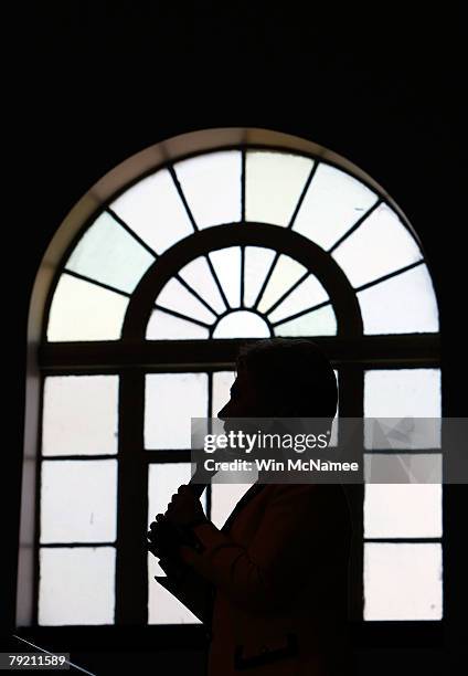 Democratic presidential candidate Sen. Hillary Clinton speaks during a campaign event in the school chapel at Benedict College January 25, 2008 in...