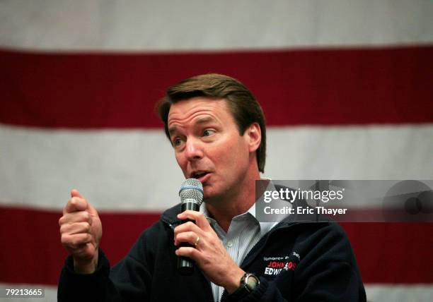 Democratic presidential hopeful former U.S. Senator John Edwards speaks at the Student Association for Voter Empowerment young voters town hall,...