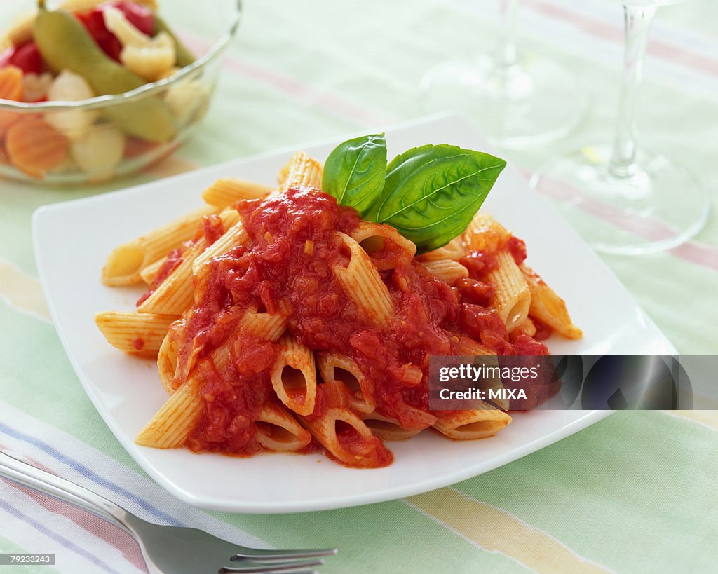 Penne with tomato sauce