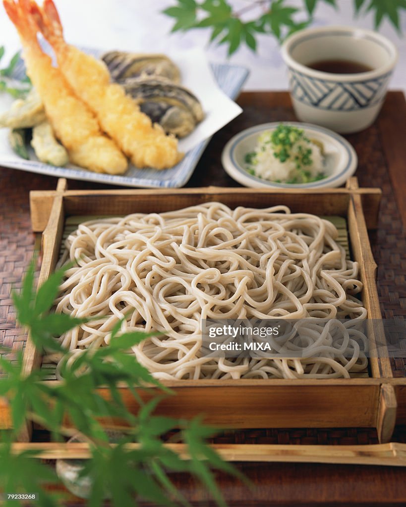 Soba noodle and shrimp tempura