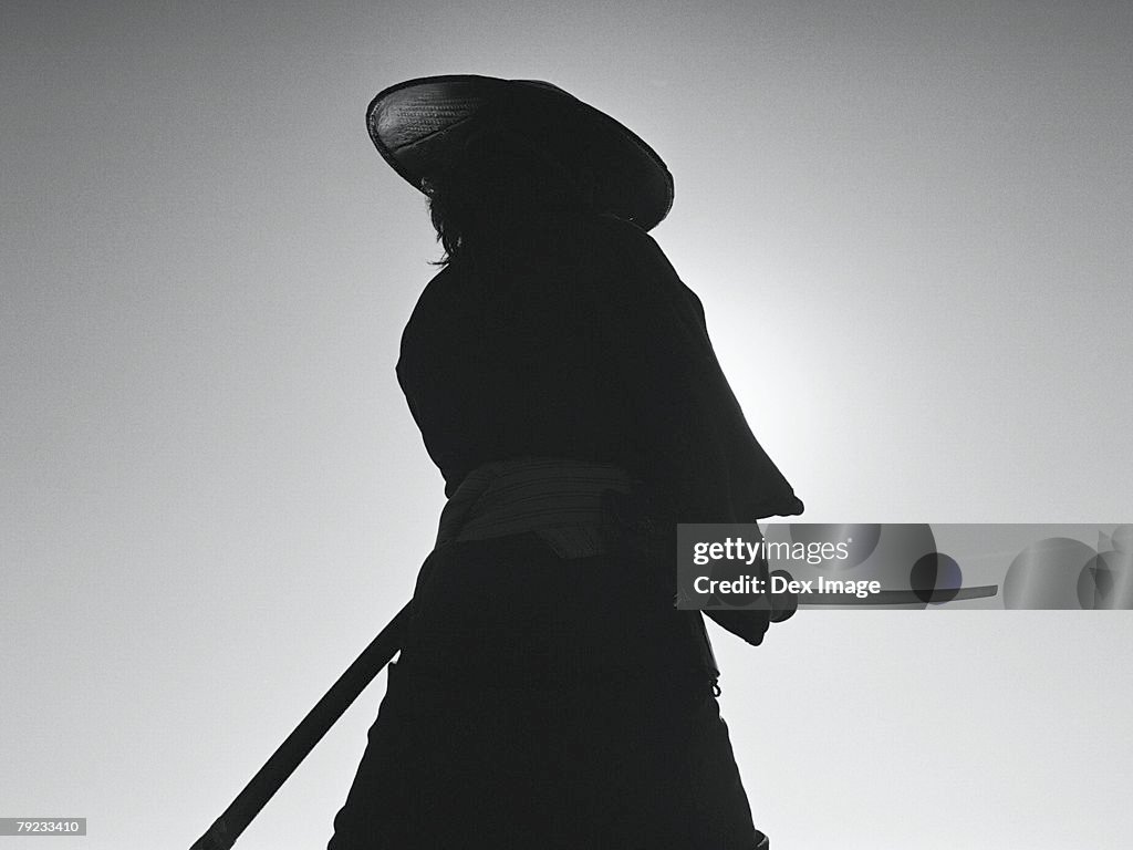 Portrait of a Samurai warrior holding a sword