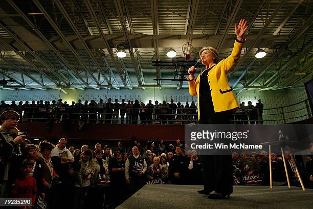 Democratic presidential candidate Sen. Hillary Clinton speaks during a campaign event at the Freedom Center January 25, 2008 in Rock Hill, South...