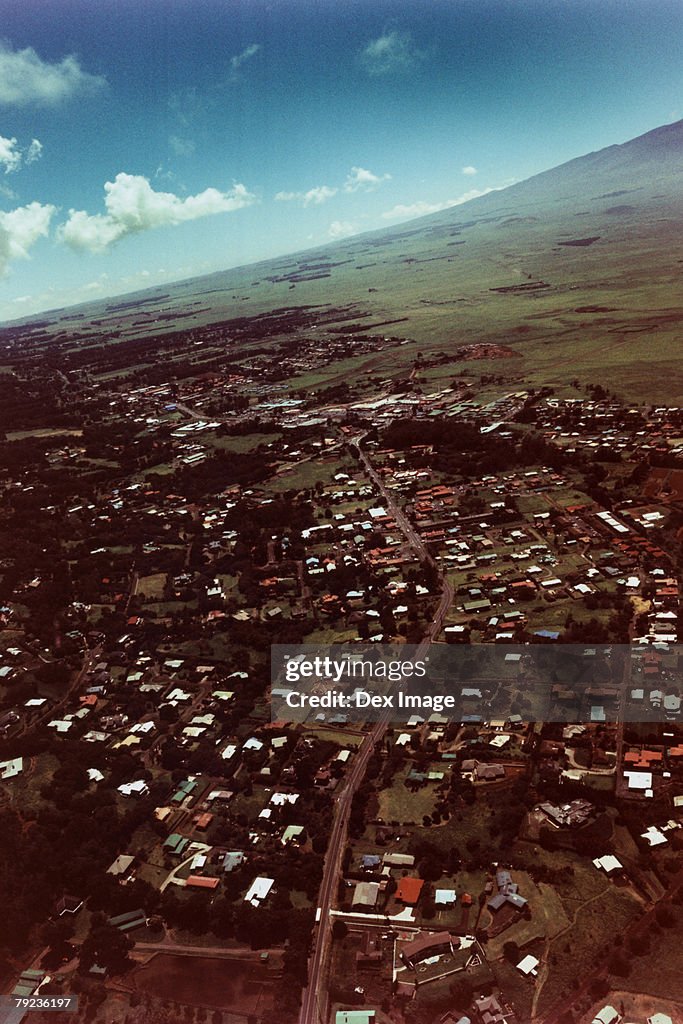 Valley Town, Big Island, Hawaii, aerial view