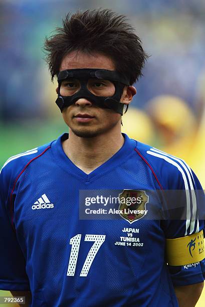 Portrait of Tsuneyasu Miyamoto of Japan before the FIFA World Cup Finals 2002 Group H match between Japan and Tunisia played at the Osaka-Nagai...