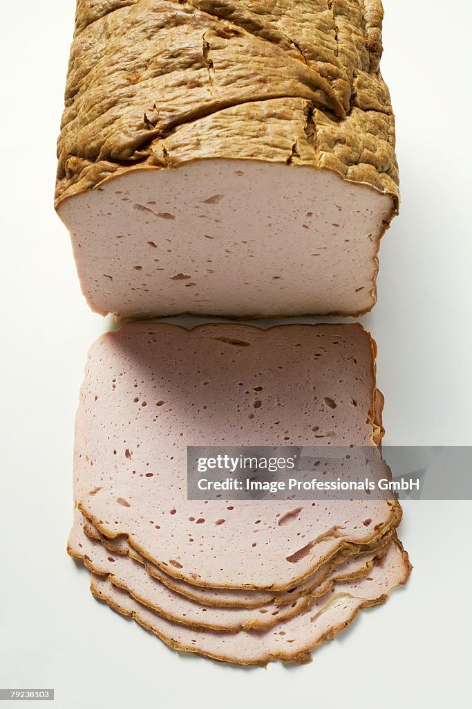 LeberkSse (a type of meatloaf), a piece and slices
