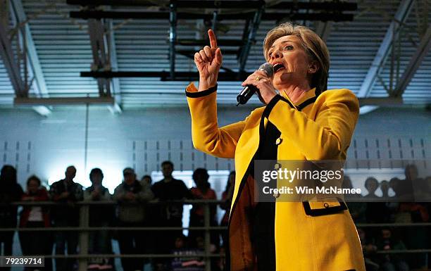 Democratic presidential candidate Sen. Hillary Clinton speaks during a campaign event at the Freedom Center January 25, 2008 in Rock Hill, South...