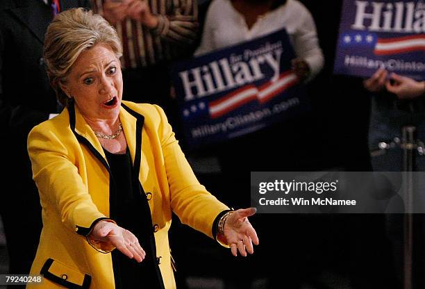 Democratic presidential candidate Sen. Hillary Clinton reaches out to greet supporters while arriving for a campaign event at the Freedom Center...