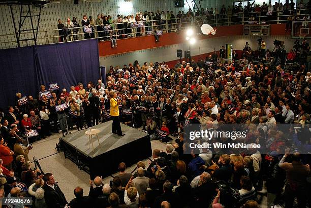 Democratic presidential candidate Sen. Hillary Clinton speaks during a campaign event at the Freedom Center January 25, 2008 in Rock Hill, South...