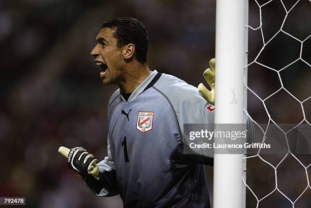 Ali Boumnijel of Tunisia in action during the FIFA World Cup Finals 2002 Group H match between Belgium and Tunisia played at the Oita Big Eye...