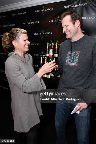 Actor Jack Coleman and wife Beth Toussaint attend the Moet & Chandon suite at The Luxury Lounge in honor of the 2008 SAG Awards, held at the Four...