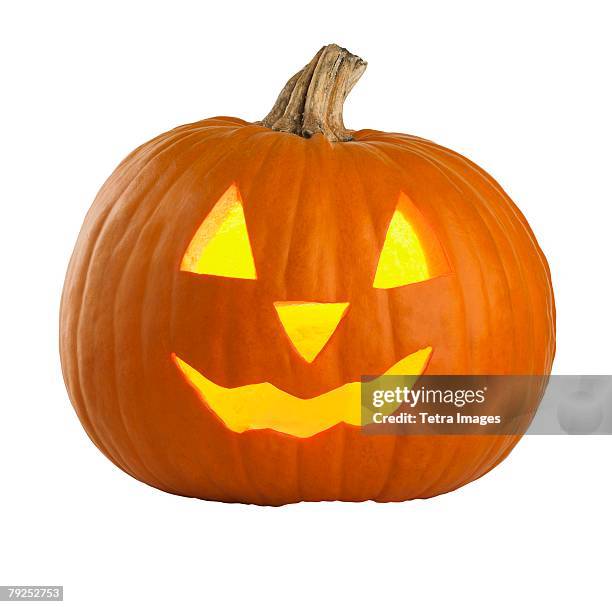 still life of a jack o lantern - pumpkin stock pictures, royalty-free photos & images