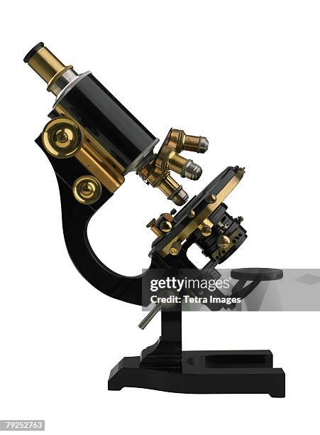 an old fashioned microscope - old laboratory stock pictures, royalty-free photos & images