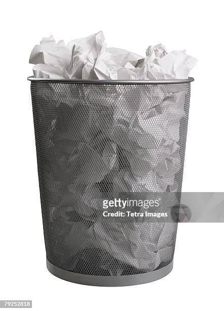 still life of trash can - wastepaper basket stock-fotos und bilder