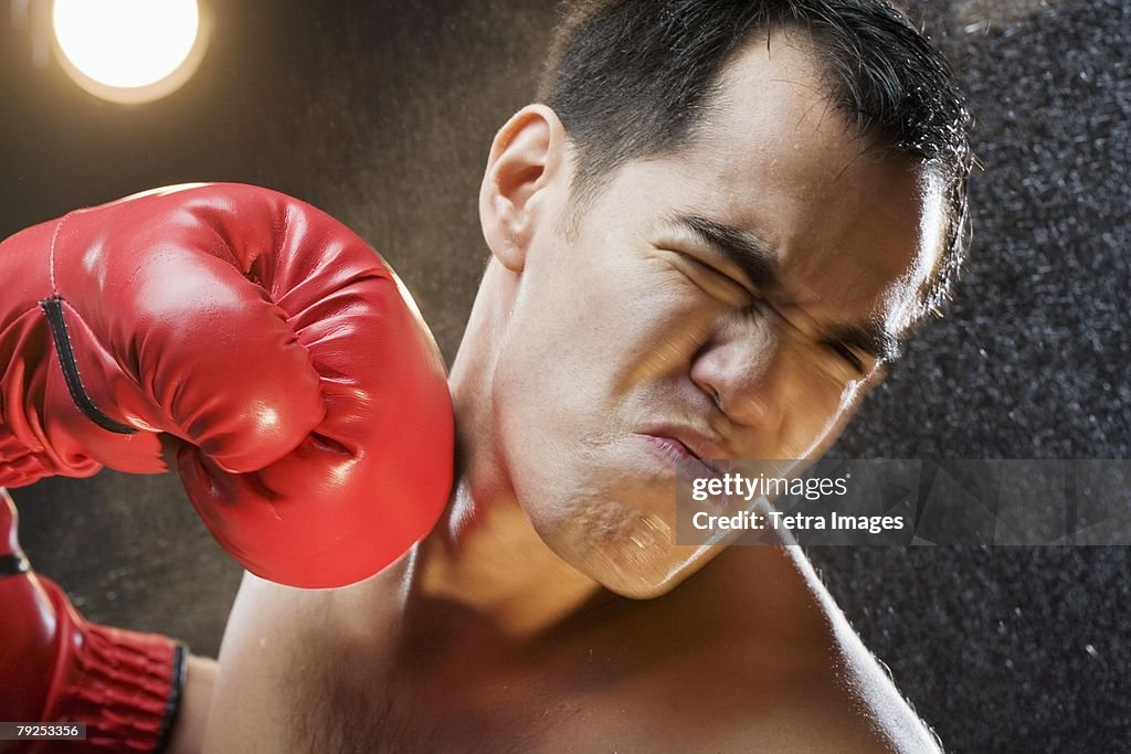 Boxer taking a punch to the head
