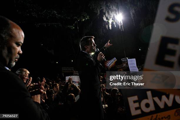 Democratic presidential hopeful former U.S. Senator John Edwards speaks at a rally at the College of Charleston January 25, 2008 in Charleston, South...