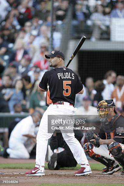 Albert Pujols of the St. Louis Cardinals bats during the Home Run Derby at AT&T Park in San Francisco, California on July 9, 2007.