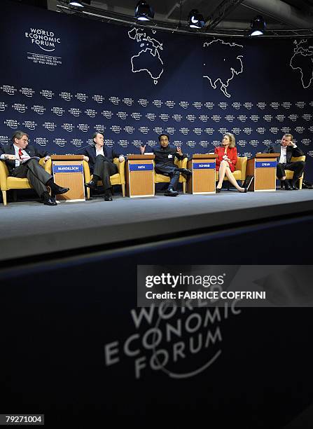 Session's moderator Niall FitzGerald, EU Trade Commissioner Peter Mandelson, Indian Minister of Commerce and Industry Kamal Nath, US Trade...