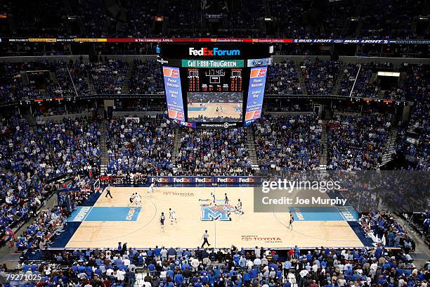 Memphis Tiger fans fill the stadium for a game against the Gonzaga Bulldogs at FedExForum on January 26, 2008 in Memphis, Tennessee.