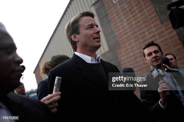 Democratic presidential hopeful and former U.S. Senator John Edwards visits a polling station at Greenview Park January 26, 2008 in Columbia, South...