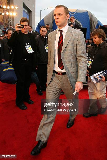 Western Conference All-Star Marian Gaborik of the Minnesota Wild arrives to the 2008 NHL All-Star weekend at Philips Arena on January 26, 2008 in...