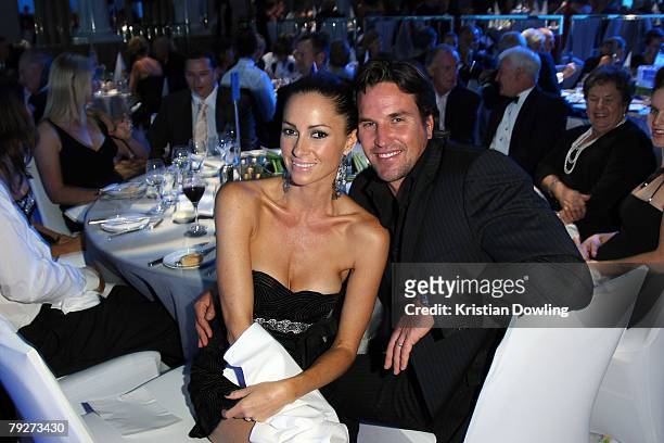 Pat Rafter and wife Lara Feltham attend the Australian Open Ball 2008 held at the Hyatt Hotel on January 26, 2008 in Melbourne, Australia.