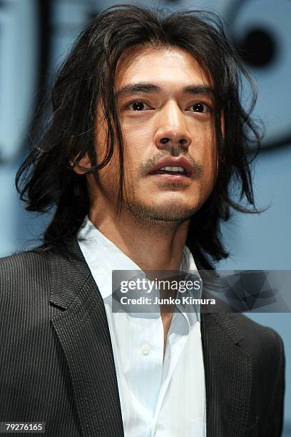 Actor Takeshi Kaneshiro attends "Sweet rain" Japan Premiere at Tokyo International Forum on January 27, 2008 in Tokyo, Japan. The film will open on...